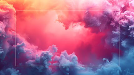 Creative Graphic Design Abstract Background -  Pink, Purple & Blue smoke with frame and copy space