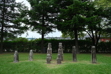 Ancient Korean Statues of Famous People Gyeongbokgung Palace Seoul, South Korea