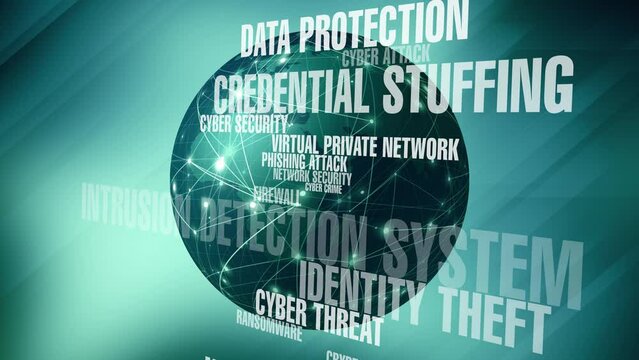 Lettering for cyber security in world globe preventing cybercrime, securing technology, and protecting data in cyberspace with secure protocols and encryption