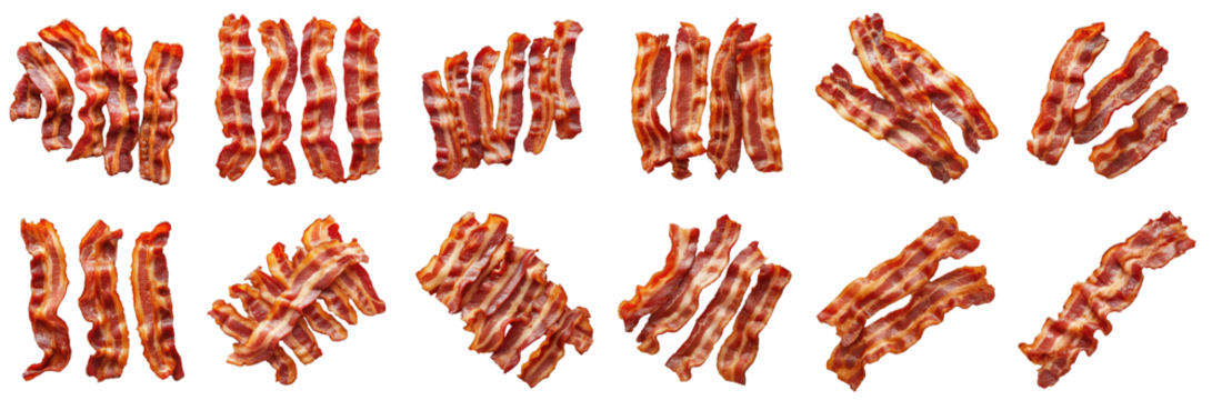 set of breakfast of bacon strips