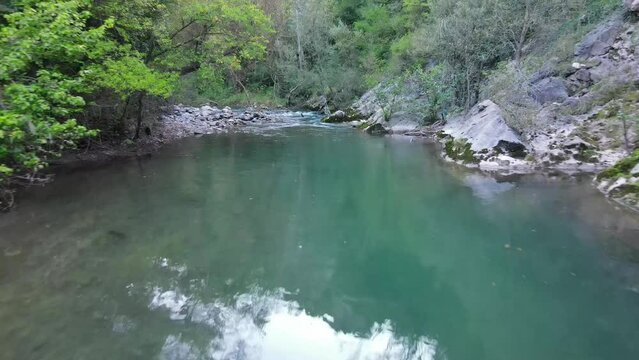 Serene River Flowing Through Baga - Aerial View Barcelona, Spain
