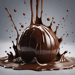 chocolate ball splash isolated on white background