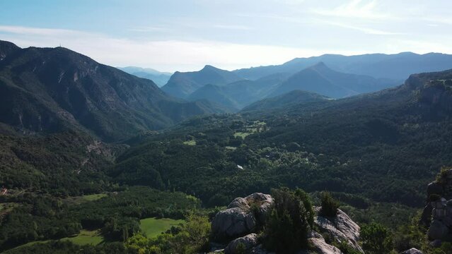 Majestic Mountain Ranges Near Baga - Aerial View Barcelona, Spain