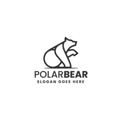 Vector Logo Illustration Polar Bear Line Art Style
