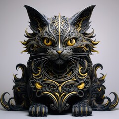 Cat monster, intricate details,4D shadowing