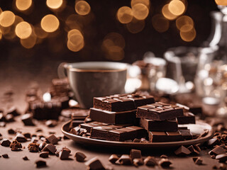 chocolate cake with coffee