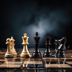 Chess pieces on the chessboard. Versus or VS battle on chessboard