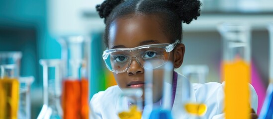 African American children learn science through chemical experiments in school.