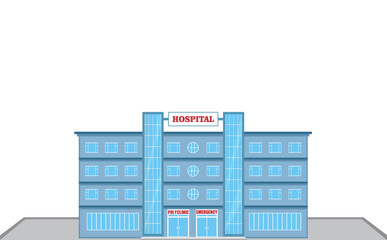 hospital building with polyclinic and emergency entrance
