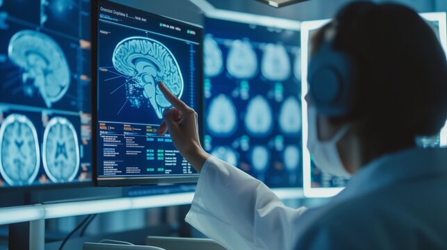 doctor looking at x ray brain