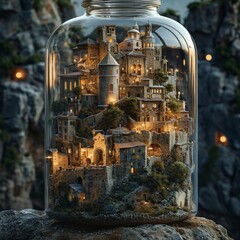 Ancient city in a glass jar