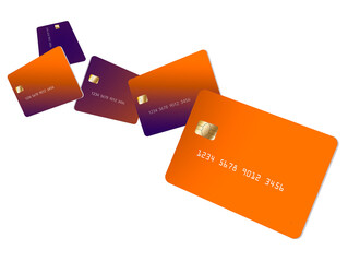 Credit cards are seen in a graphic illustration that is colorful. It is a generic design.