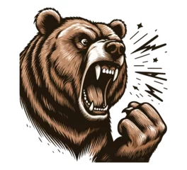 Rolgordijnen bear vintage hand drawn illustration © AriaMuhammads