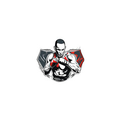 Creative boxing design concepts, illustrations, vectors. boxing vector graphic template. sport boxer illustration in badge style.