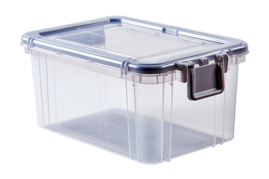 Empty plastic box isolated on transparent background.