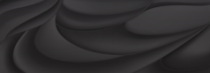 Abstract background of soft curved surfaces in black tones - obrazy, fototapety, plakaty