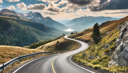 Winding road in the mountains. Beautiful landscape with mountain road.