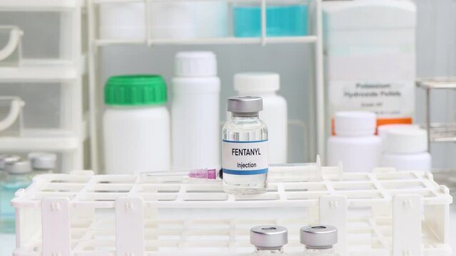 FENTANYL in a vial, Chemicals used in medicine or laboratory 