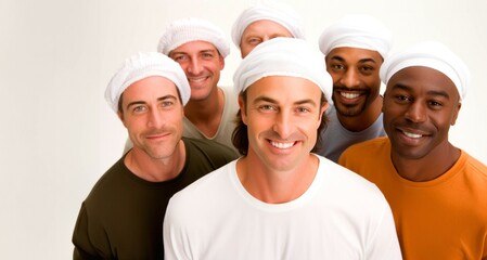 Portrait of a group of multiethnic men wearing a headscarf - obrazy, fototapety, plakaty
