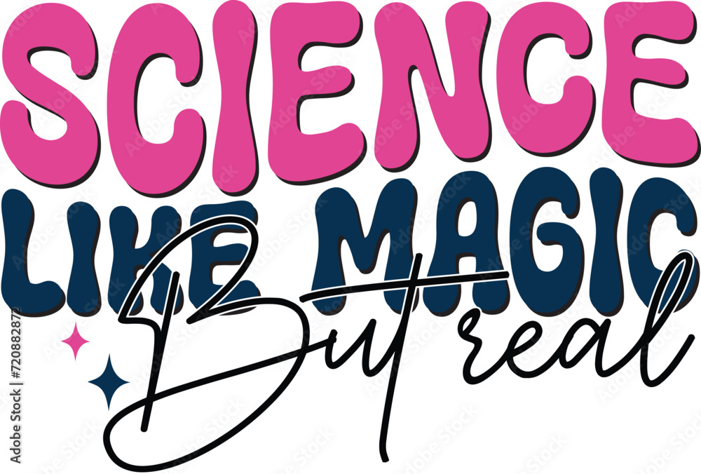 Fototapete retro bold colorful wavy science sublimation typography on white background for ready print on t-shi