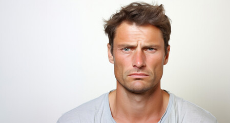 Fototapeta premium Portrait of a handsome young man with a serious expression on his face