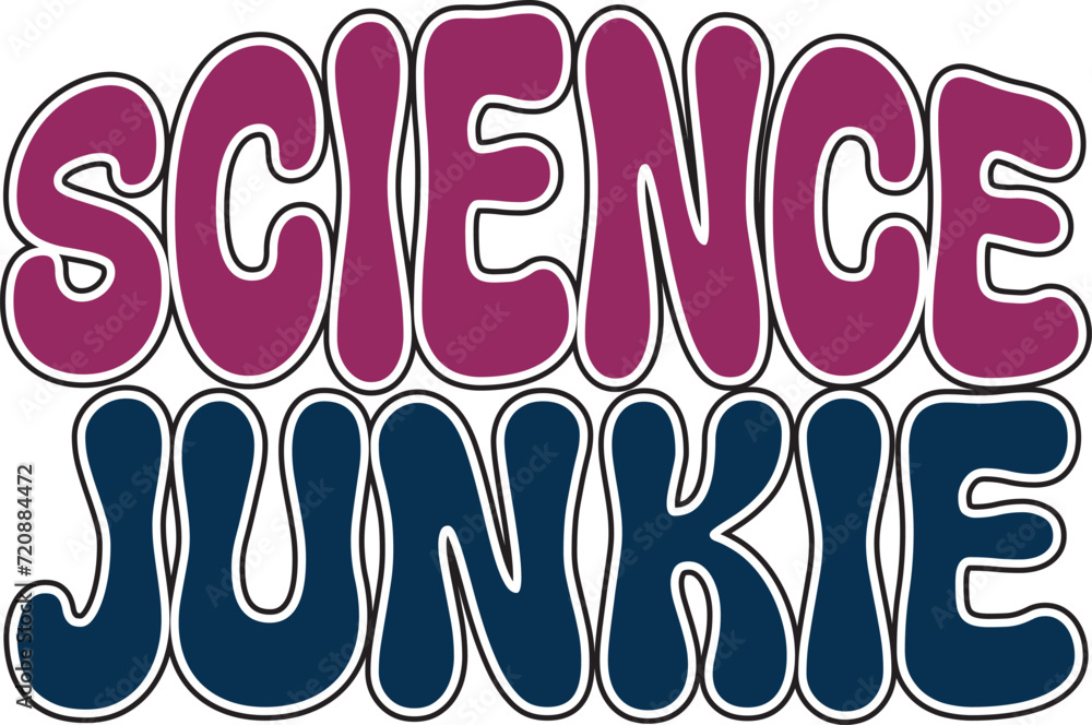Fototapete retro bold colorful wavy science sublimation typography on white background for ready print on t-shi