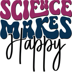 Retro Bold Colorful Wavy Science Sublimation Typography on White Background for Ready Print on T-shirts and More. Vector Square Template for Print on Demand Business and Printing Industry.