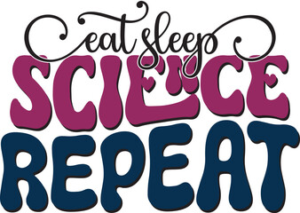 Retro Bold Colorful Wavy Science Sublimation Typography on White Background for Ready Print on T-shirts and More. Vector Square Template for Print on Demand Business and Printing Industry.