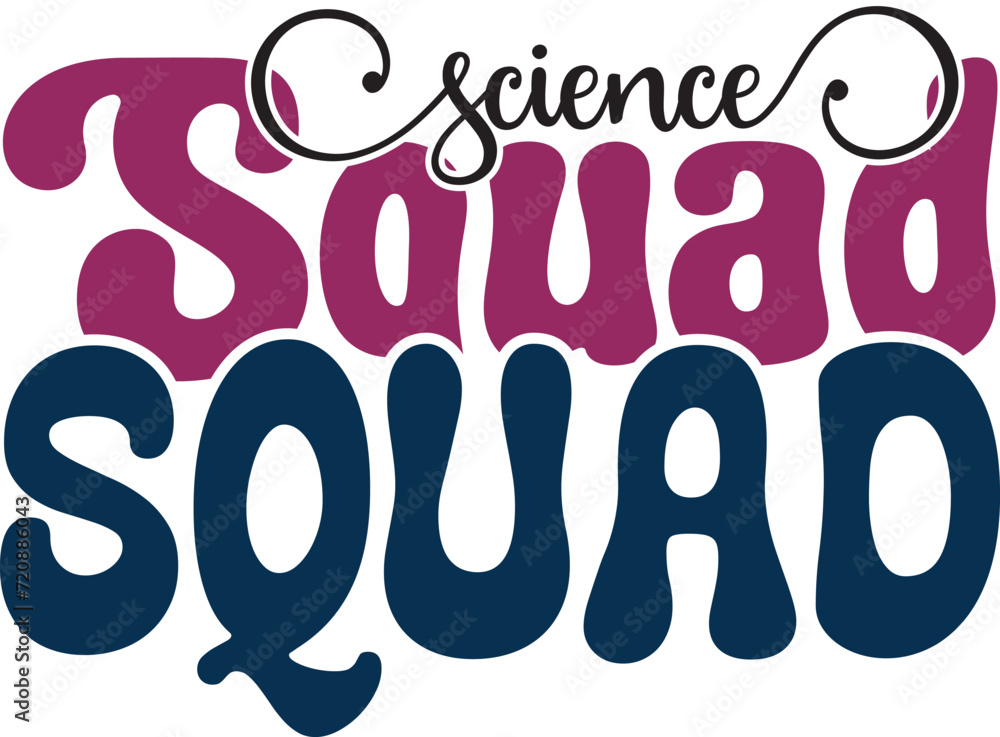 Fototapete retro bold colorful wavy science sublimation typography on white background for ready print on t-shi