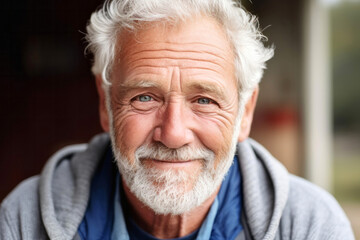 Portrait of a senior man with grey hair smiling at the camera
