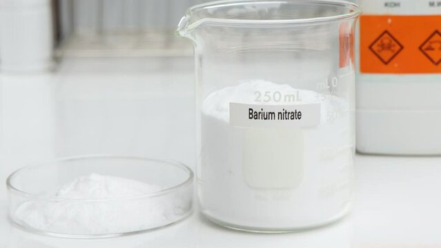 Barium nitrate in chemical container , chemical in the laboratory and industry, Raw materials used in production or analysis