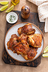 Chicken thighs roasted or air fried with paprika and lime