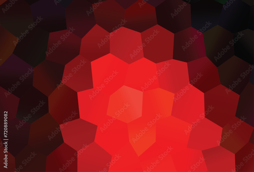 Poster light red vector background with hexagons.