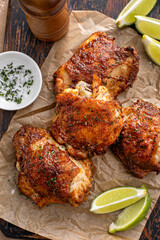 Chicken thighs roasted or air fried with paprika and lime