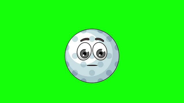 golf ball character with a raised eyebrow, skeptic's face