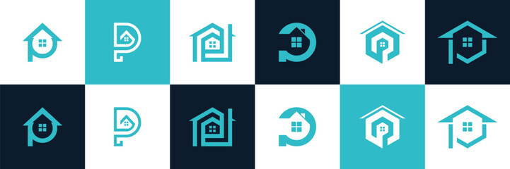 P Letter Home Logo Template Set