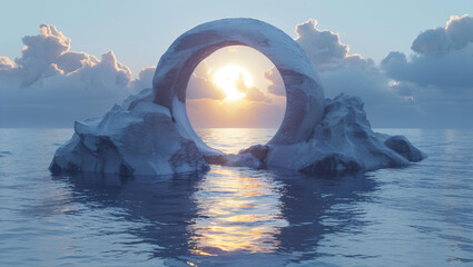 circle iceberg in the sea