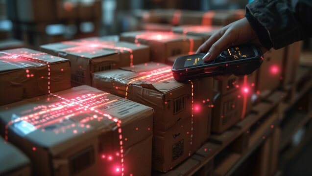 Read barcodes on cardboard boxes with a barcode reader