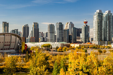 Calgary's downtown east side, autumn view