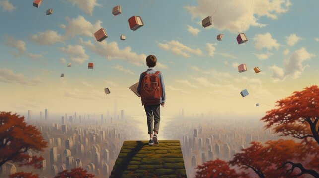 excited students embracing the back-to-school spirit with books and backpacks