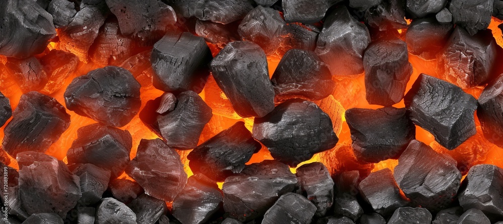 Poster intense abstract background of burning coals from a blazing fire, creating a fiery atmosphere.