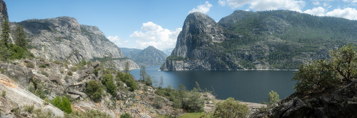Panorama of Hetch Hetchy Winding into Valley in Yosemite