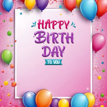 happy birthday invitation card for facebook and instagram social media post template