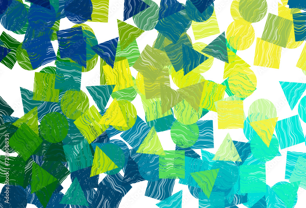 Poster dark blue, yellow vector pattern in polygonal style with circles.
