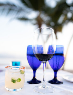 Drinks and Wine on the Tropical Beach