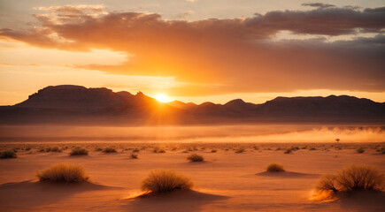 Fototapeta na wymiar Sunset In The Desert