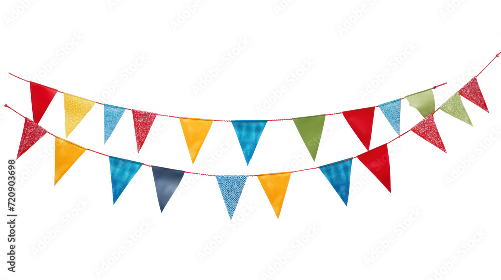 Wall mural colorful pennant chain isolated on transparent and white background.png image.