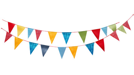 Colorful pennant chain isolated on transparent and white background.PNG image. - obrazy, fototapety, plakaty