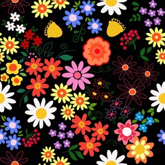 Seamless floral pattern.Silhouette of flowers with branches, leaves and berries. Abstract roses, tender pastel colors. Perfect for cotton fabric, texture, paper, shawls.