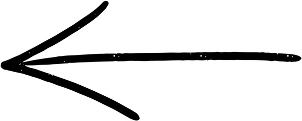 hand drawn black arrow. Rough lines, pencils, and brushstrokes, Vector illustration isolated on white background.